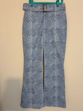 SHEIN Light Blue Patterned Flare Jeans with Belt XS 2